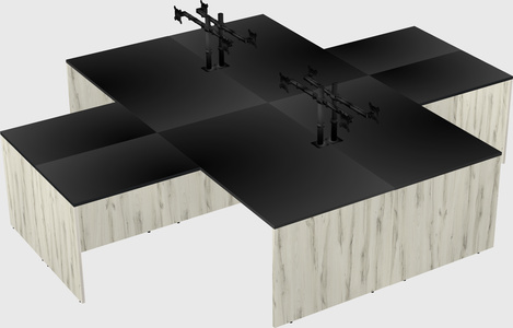 Quad l-shaped office desks