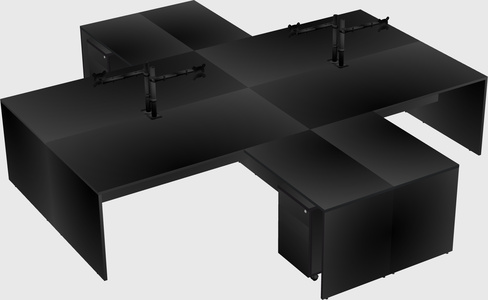 Quad l-shaped office desks