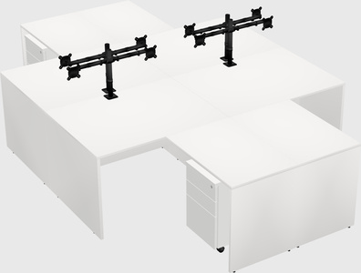 Quad l-shaped office desks