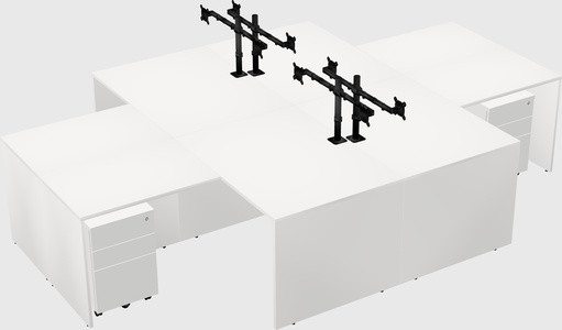 Quad l-shaped office desks