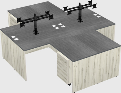 Quad l-shaped office desks