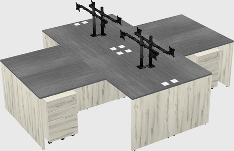 Quad l-shaped office desks