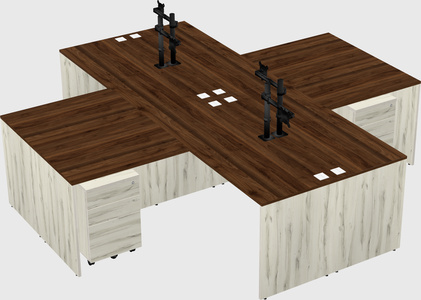 Quad l-shaped office desks