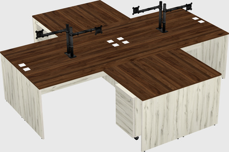 Quad l-shaped office desks