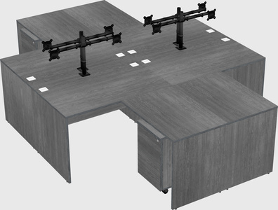 Quad l-shaped office desks