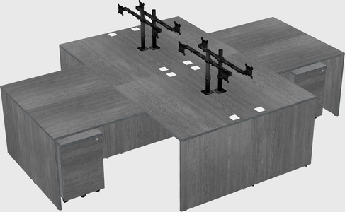 Quad l-shaped office desks