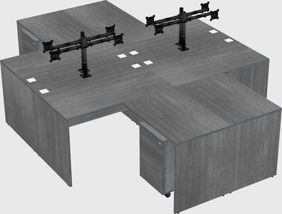 Quad l-shaped office desks