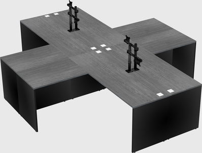 Quad l-shaped office desks