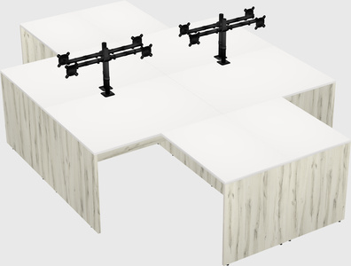 Quad l-shaped office desks