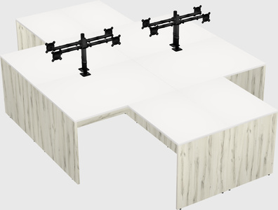 Quad l-shaped office desks
