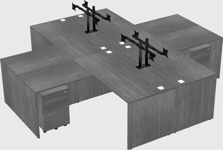 Quad l-shaped office desks