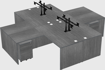 Quad l-shaped office desks