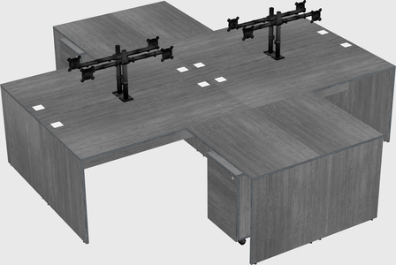 Quad l-shaped office desks
