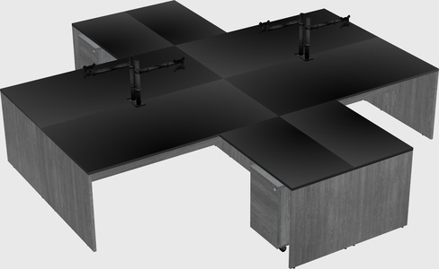 Quad l-shaped office desks