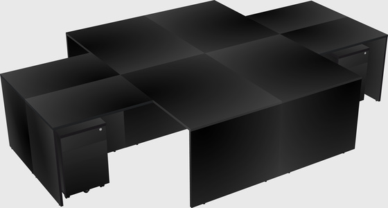 Quad l-shaped office desks