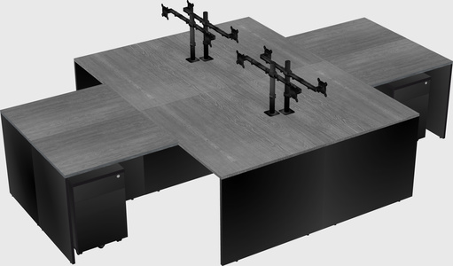Quad l-shaped office desks