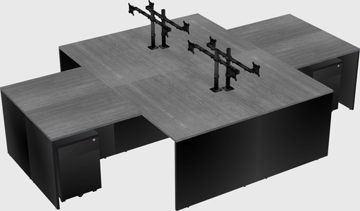 Quad l-shaped office desks