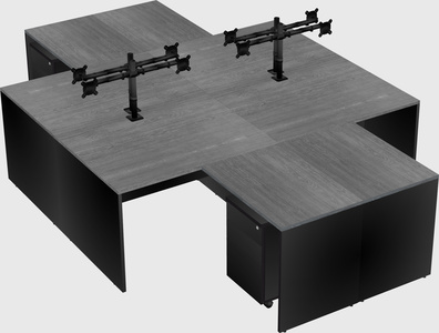 Quad l-shaped office desks