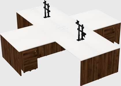 Bureaux de bureau quadruples en forme de l