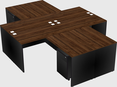 Quad l-shaped office desks