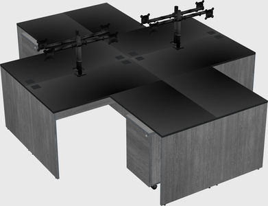 Quad l-shaped office desks