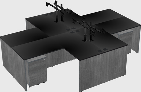 Quad l-shaped office desks