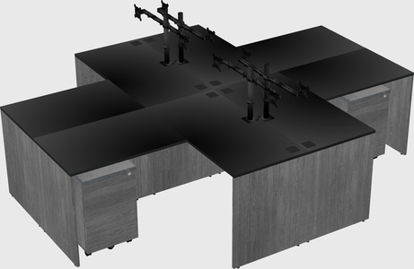 Quad l-shaped office desks