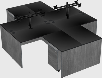 Quad l-shaped office desks