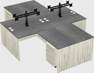 Quad l-shaped office desks