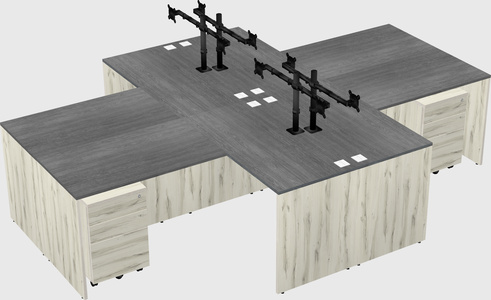 Quad l-shaped office desks