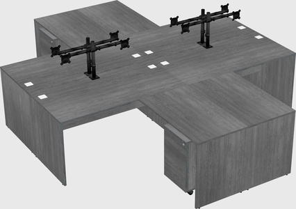 Quad l-shaped office desks