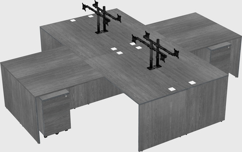 Quad l-shaped office desks