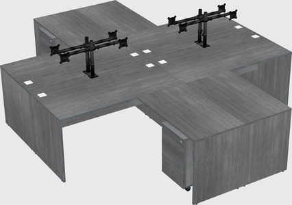 Quad l-shaped office desks