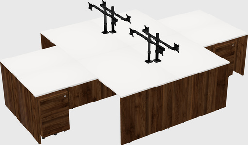 Quad l-shaped office desks