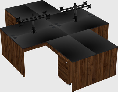 Quad l-shaped office desks