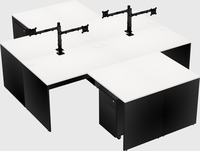 Quad l-shaped office desks