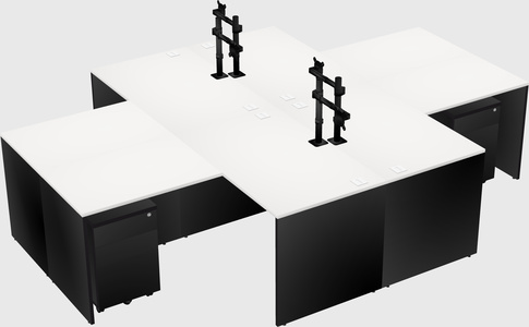 Quad l-shaped office desks