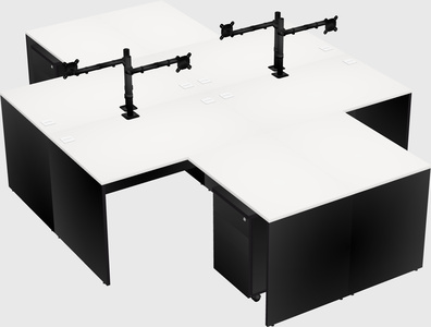 Quad l-shaped office desks