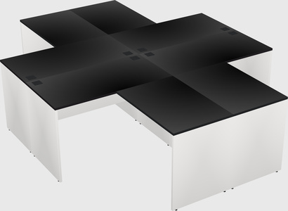 Quad l-shaped office desks