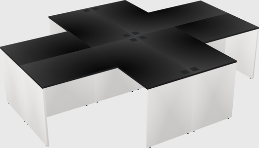 Quad l-shaped office desks