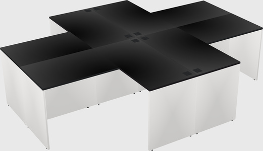 Quad l-shaped office desks