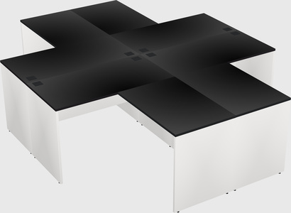 Quad l-shaped office desks