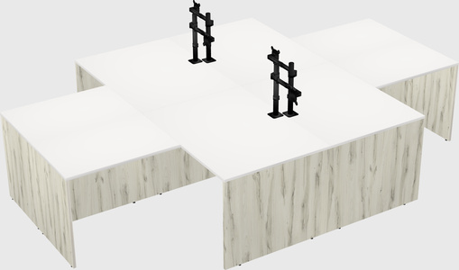 Quad l-shaped office desks