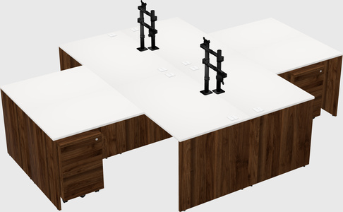 Quad l-shaped office desks