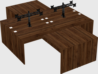 Quad l-shaped office desks