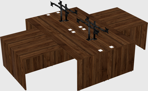 Quad l-shaped office desks