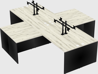 Quad l-shaped office desks
