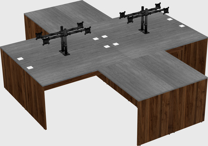 Quad l-shaped office desks