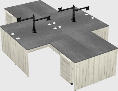 Quad l-shaped office desks