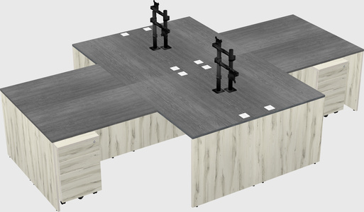 Quad l-shaped office desks